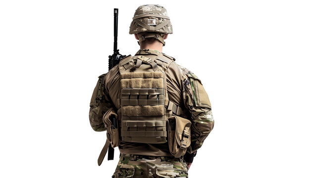 american soldier back isolated
