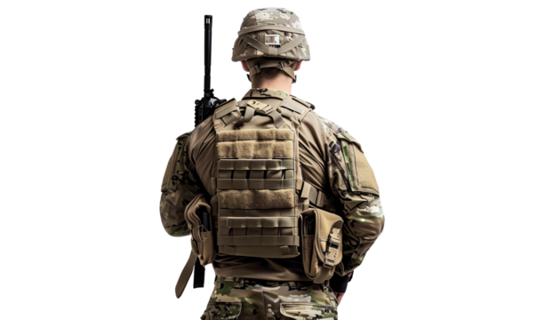 american soldier back isolated