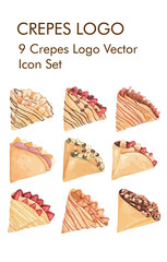 Crepes logo vector icon set