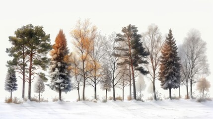 This set of winter trees is a vector illustration.