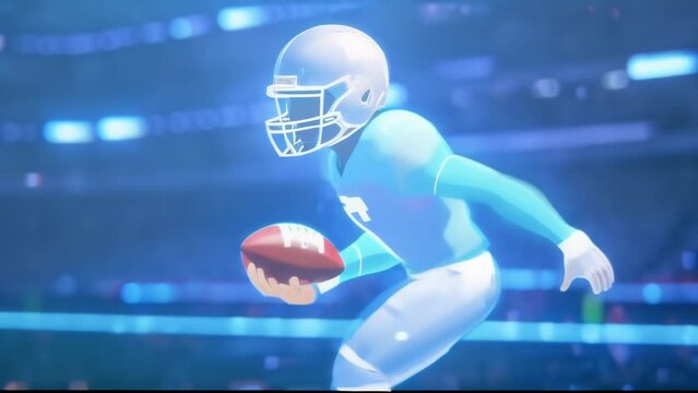 A holographic simulation of a football quarterback going through a training session with instant feedback on their throwing accuracy decisionmaking and footwork.