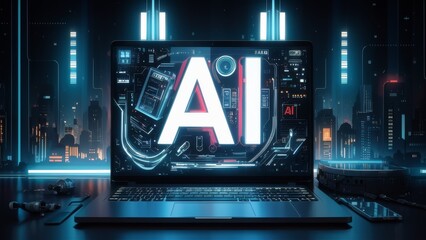 Laptop on Desk in Dark Room