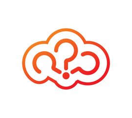 orange-red question mark symbol concept. triple question mark