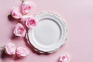 pink rose plate