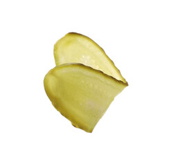 Slice of pickled cucumber isolated on white