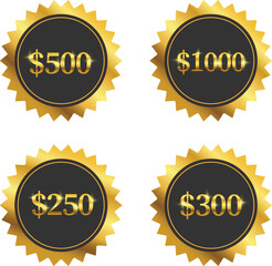 Set of gold circles with sharp edges and value