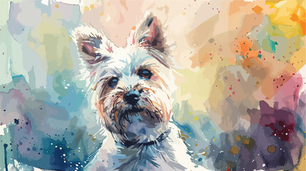 Watercolor West highland white terrier