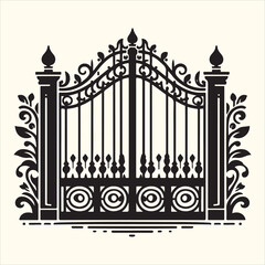 Fence silhouette in flat style vector illustration