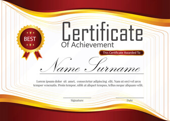 red and golden certificate new professional design 