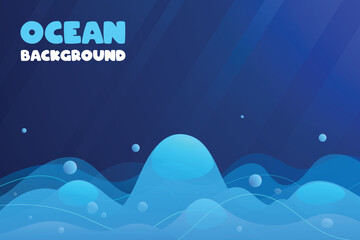 Ocean or sea waves with light transmission illustration background.