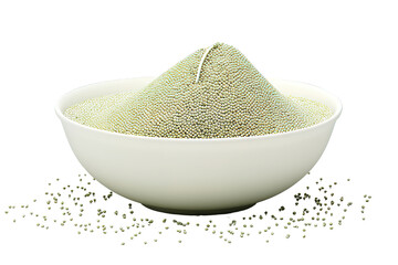 Bowl of flour and mung beans isolated on PNG Background. Generative Ai.
