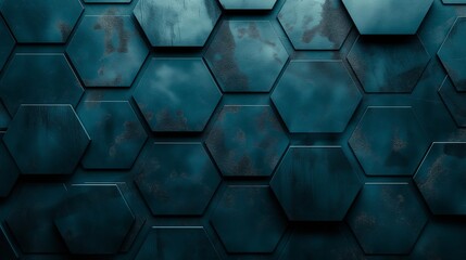 Futuristic metallic hexagons arranging in a captivating pattern on a wall