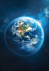Naklejka na ściany i meble Earth day celebration post with Earth Space Planet 3D illustration background.