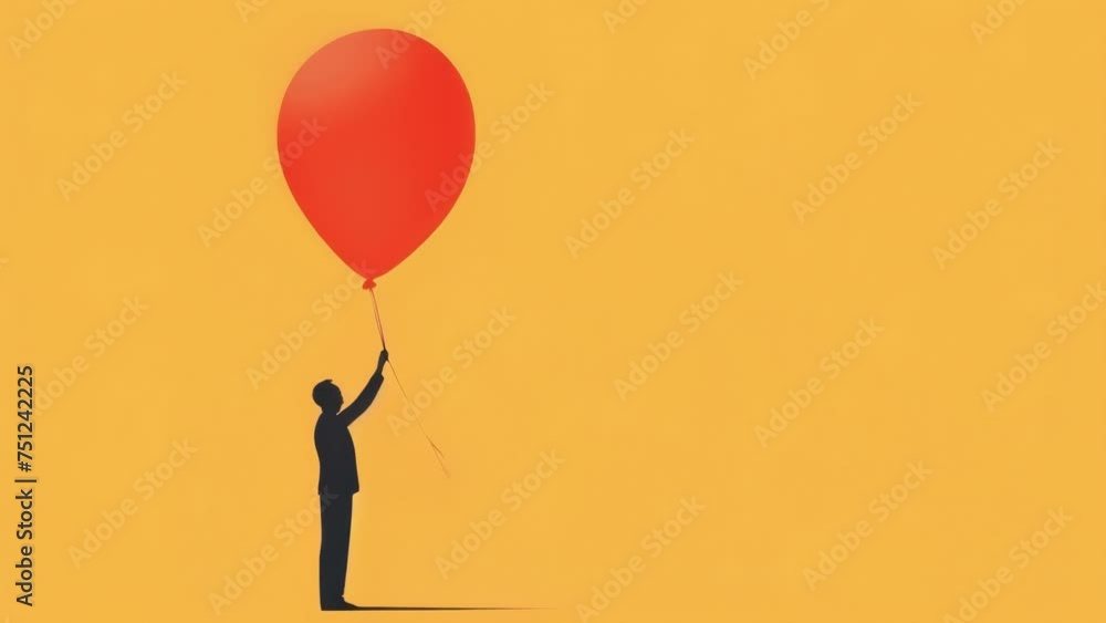 Poster an animation of a person holding a balloon with an arrow pointing up to the sky with the caption asc