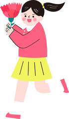 A girl give a carnation