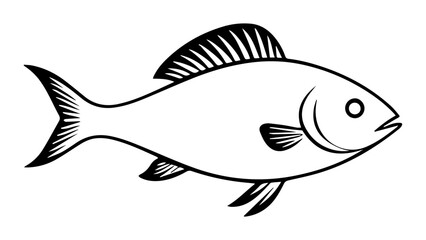 black fish shape vector, simple fish vector illustration, silhouette of a fish in vector