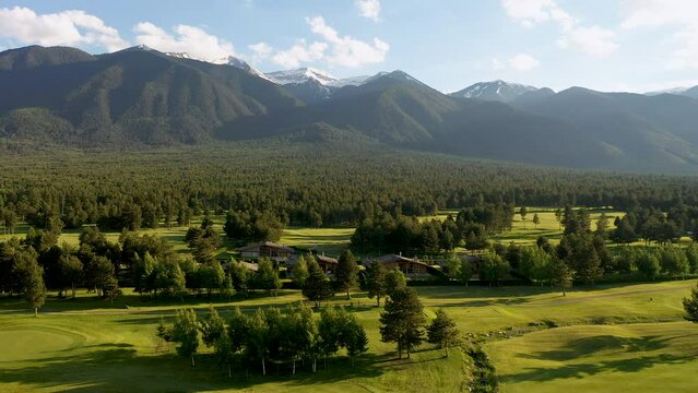 Amazing Aerial view of Pirin Mountain near city of Razlog, Bulgaria