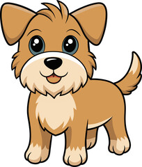 Adorable Brown Dog Cartoon Vector - Editable & Cute Puppy Illustration