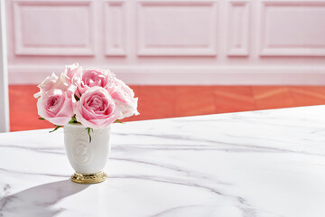 pink roses in a vase