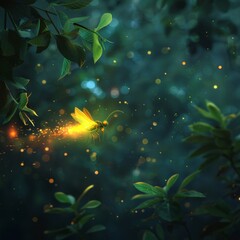 Magical Firefly in Enchanted Forest