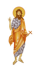 The Baptist John. Illustration in Byzantine style isolated on white background