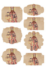 Saint Stefan Milutin. Religious gift tags in Byzantine style isolated