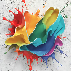Splash abstract colorful paint on white background. Modern vibrant aquarelle spot. Rainbow trendy isolated design on white. generated ai