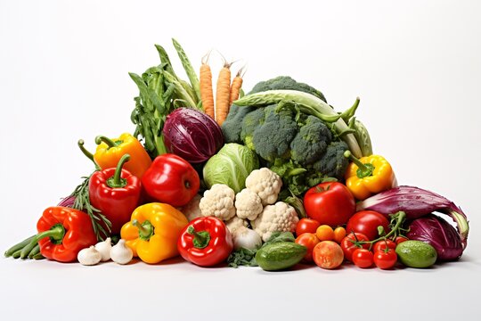 a group of vegetables on a white background