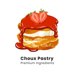 Hand drawn vector illustration of choux pastry cream puff dessert