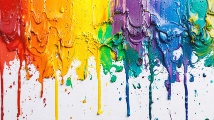 Colorful oil paint splashes on a white paper. Abstract background