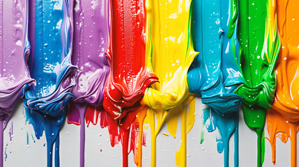 Colorful oil paint splashes on a white paper. Abstract background