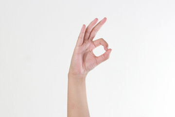 ok sign hand isolated on white background
