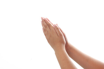 praying hands gesture isolated white background