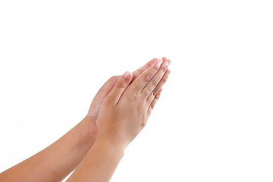 praying hands gesture isolated white background