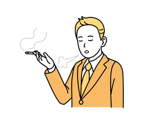 タバコを吸う会社員の男性、ビジネスマン