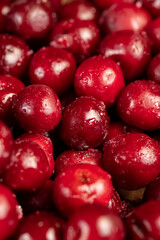 frozen berries of red ripe cherries