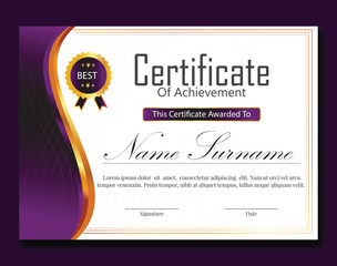 certificate new professional design with dark and gradients pink color 