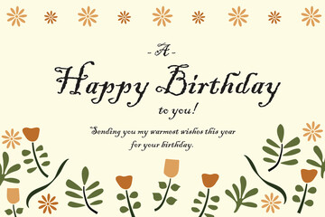 Floral happy birthday template card