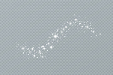Shining stars.White shiny particles on a transparent background.Sparkling star dust.For packaging of children's toys, gifts, cards, banners.Vector.