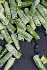 deep frozen beans for cooking , close-up
