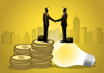 Two businessmen shaking hands vector illustration