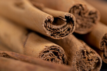 fragrant fresh cinnamon in twisted sticks