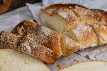 fresh white wheat bun close-up - 751252847
