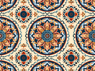 Pattern seamless design white background, wallpaper, flower, fabric, carpet, mandalas, clothing, wrapping, sarong, tablecloth, shape, geometric pattern, ethnic pattern, traditional. illustration