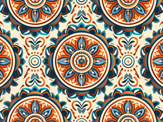 Fototapeta premium Pattern seamless design white background, wallpaper, flower, fabric, carpet, mandalas, clothing, wrapping, sarong, tablecloth, shape, geometric pattern, ethnic pattern, traditional. illustration