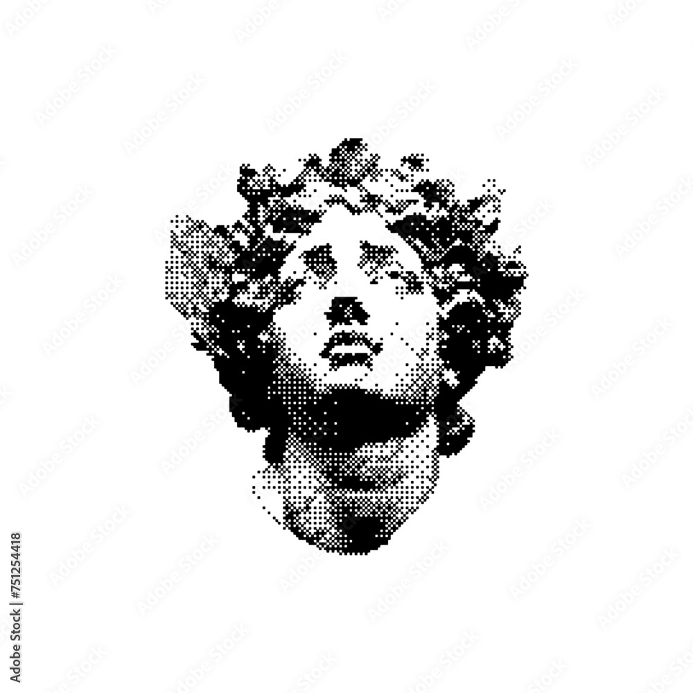 Poster vector dithering bitmap ancient form shape object illustrator statue face