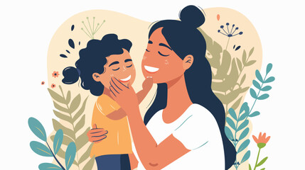 Mom taking care of her face flat vector