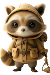 Fototapeta premium character raccoon in safari bear and wearing hat and raccoon