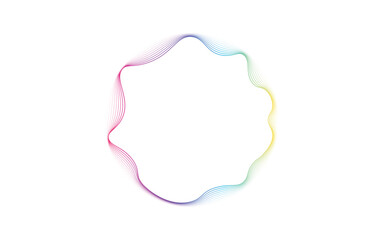 abstract circles lines round frame colorful rainbow isolated on white background with empty space for text