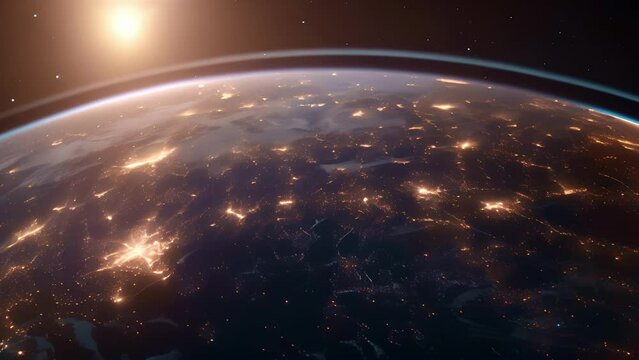 A futuristic globe made up of complex networks and grids spins in a mesmerizing motion graphic highlighting the infinite potential of fintech and blockchain technology in